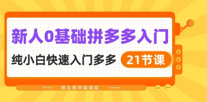 新人0基礎拼多多入門,​純小白快速入門多多(21節課