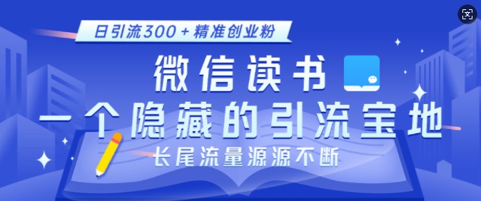 微信讀書,一個(gè)隱藏的引流寶地,不為人知的小眾打法,日引流300+精準(zhǔn)創(chuàng)業(yè)粉,長(zhǎng)尾流量源源不斷