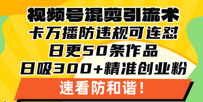 視頻號混剪引流技術,500萬播放引流17000創業粉,操作簡單當天學會
