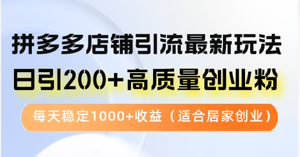 拼多多店鋪引流最新玩法,日引200+高質(zhì)量創(chuàng)業(yè)粉,每天穩(wěn)定1000+收益(...