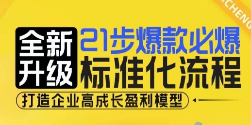 21步爆款必爆標準化流程，全新升級，打造企業高成長盈利模型