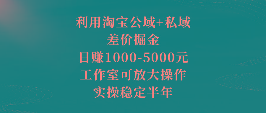 利用淘寶公域+私域差價掘金,日賺1000-5000元,工作室可放大操作,實操...