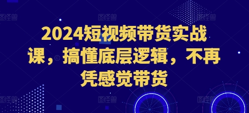 2024短視頻帶貨實(shí)戰(zhàn)課，搞懂底層邏輯，不再憑感覺(jué)帶貨