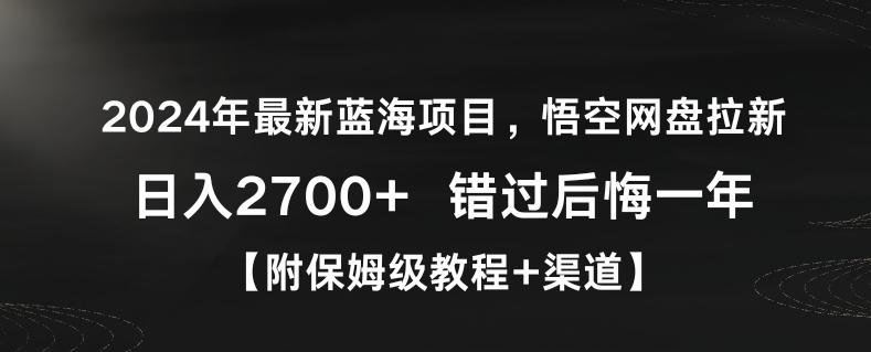 2024年最新藍(lán)海項(xiàng)目，悟空網(wǎng)盤拉新，日入2700+錯過后悔一年【附保姆級教程+渠道】【揭秘】