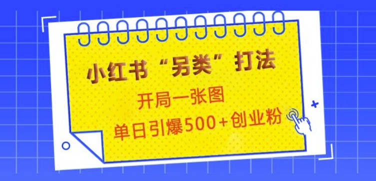 小紅書“另類”打法,開局一張圖,單日引爆500+精準(zhǔn)創(chuàng)業(yè)粉【揭秘】