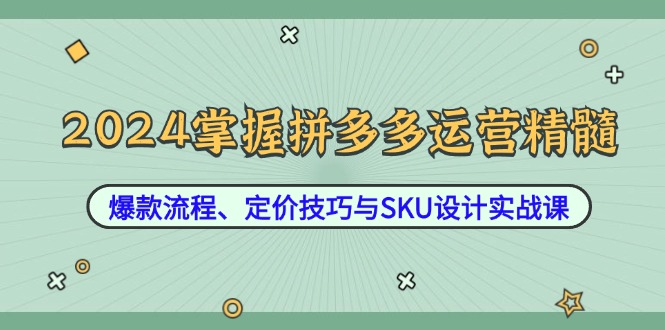 2024掌握拼多多運營精髓:爆款流程、定價技巧與SKU設計實戰課