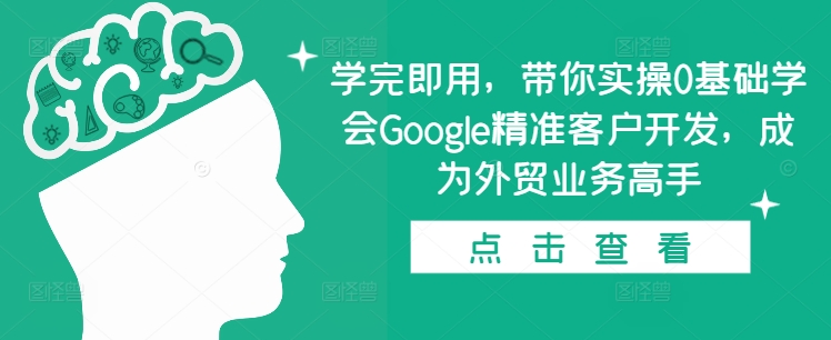 學完即用,帶你實操0基礎學會Google精準客戶開發,成為外貿業務高手