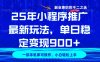 25年小程序推廣最新玩法，穩(wěn)定日入900+，副業(yè)兼職的不二之選