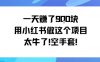 一天掙了9張用小紅書做這個項目太牛了，空手套