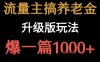 流量主之養(yǎng)老金升級版玩法 ?爆一篇收益1k+