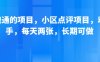 新跑通的項目，小區點評項目，動動手，每天兩張，長期可做