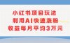 小紅書商單項目新玩法，利用AI快速漲粉收益每月平均3W