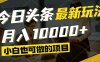 今日頭條最新風口,視頻掘金,小白也可月入過萬,可以矩陣操作