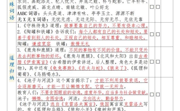 三下語文1-8單元知識梳理背誦闖關表（8頁）
